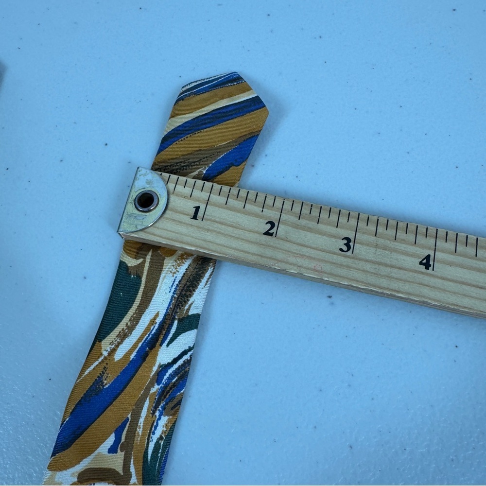 Lavatelli Silk Abstract Patterned Men's Tie Swirl Brown Blue Vintage Designer - Picture 12 of 15